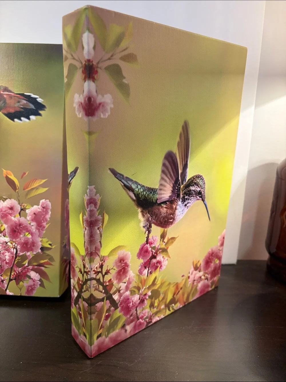 Hummingbird Floral Canvas Wall Art Set - Pink & Green - Picture 6 of 10